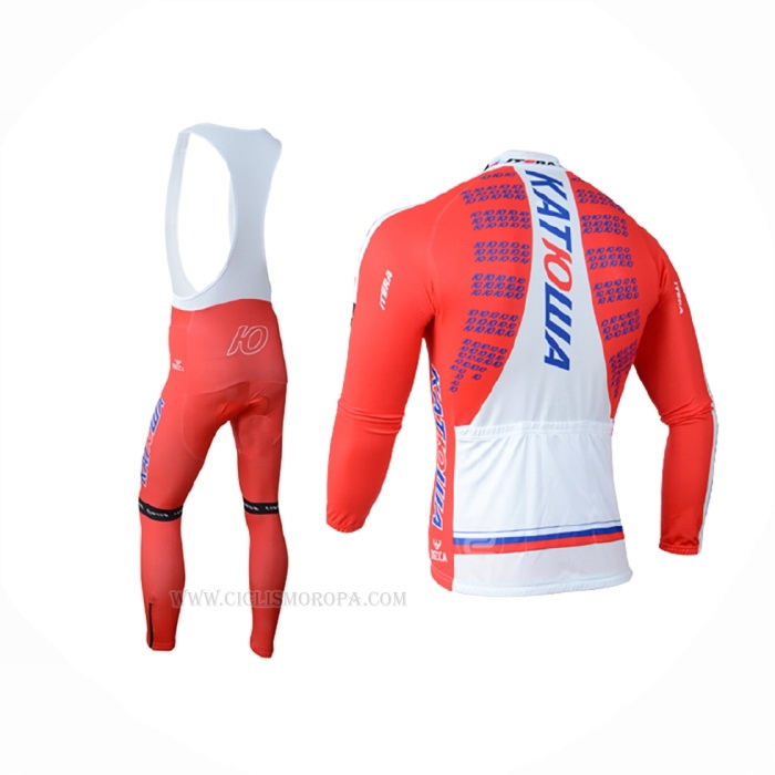 2014 Ropa Ciclismo Katusha Blanco Rojo Mangas Largas y Culotte Lunga